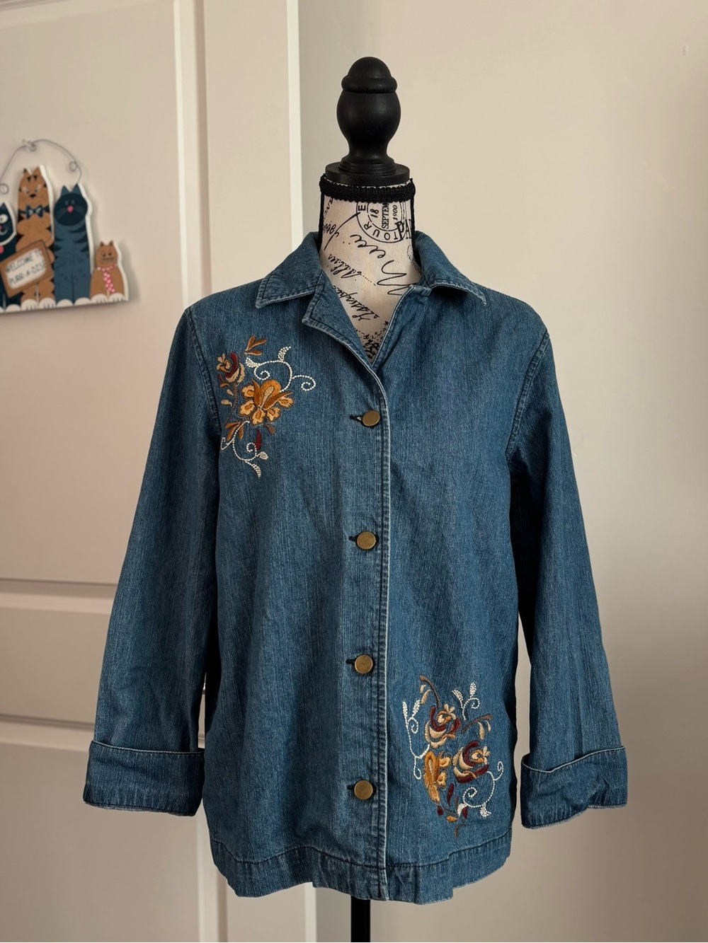 Vintage 90s Classic Elements Embroidered Denim Shacket 🪻